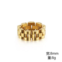 Load image into Gallery viewer, KALEN Stainless Steel Gold Motorcycle Chain Rings For Men
