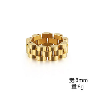 KALEN Stainless Steel Gold Motorcycle Chain Rings For Men
