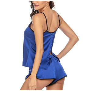 Satin Pajama Women's Seamless Sexy Underwear Pajama Suspender Sleepcoat Shorts Lingerie Set Pajamas For Women Pigiama Donna