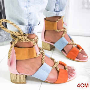 Women Sandals 2019 Women Heels Shoes For Gladiator Sandals Women High Heels Summer Shoes Woman Lace Up Peep Toe Chaussures Femme