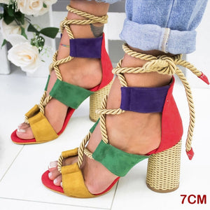 Women Sandals 2019 Women Heels Shoes For Gladiator Sandals Women High Heels Summer Shoes Woman Lace Up Peep Toe Chaussures Femme