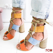 Load image into Gallery viewer, Women Sandals 2019 Women Heels Shoes For Gladiator Sandals Women High Heels Summer Shoes Woman Lace Up Peep Toe Chaussures Femme
