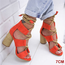 Load image into Gallery viewer, Women Sandals 2019 Women Heels Shoes For Gladiator Sandals Women High Heels Summer Shoes Woman Lace Up Peep Toe Chaussures Femme
