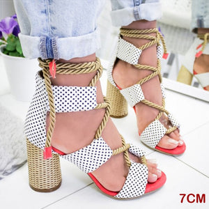 Women Sandals 2019 Women Heels Shoes For Gladiator Sandals Women High Heels Summer Shoes Woman Lace Up Peep Toe Chaussures Femme