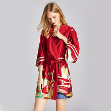 Load image into Gallery viewer, Women Silk Satin short Wedding Bride Bridesmaid Robe Kimono Robe Feminino Bath Robe Peignoir Femme Sexy Bathrobe
