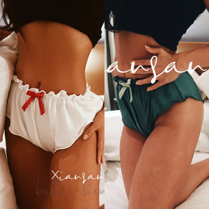 Women Silk Satin Sexy Flowers home pants Floral solid Underwear lounge wear sleep shorts S-XXXL green