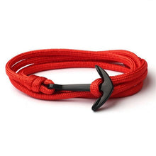 Load image into Gallery viewer, High Quality Fashion Black Anchor Bracelet Charm Survival Rope Chain Leather Friendship Bracelet Men and Women Jewelry SL014
