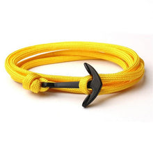 Load image into Gallery viewer, High Quality Fashion Black Anchor Bracelet Charm Survival Rope Chain Leather Friendship Bracelet Men and Women Jewelry SL014
