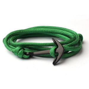 High Quality Fashion Black Anchor Bracelet Charm Survival Rope Chain Leather Friendship Bracelet Men and Women Jewelry SL014