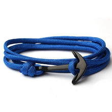 Load image into Gallery viewer, High Quality Fashion Black Anchor Bracelet Charm Survival Rope Chain Leather Friendship Bracelet Men and Women Jewelry SL014
