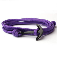 Load image into Gallery viewer, High Quality Fashion Black Anchor Bracelet Charm Survival Rope Chain Leather Friendship Bracelet Men and Women Jewelry SL014
