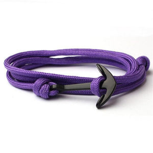 High Quality Fashion Black Anchor Bracelet Charm Survival Rope Chain Leather Friendship Bracelet Men and Women Jewelry SL014