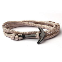 Load image into Gallery viewer, High Quality Fashion Black Anchor Bracelet Charm Survival Rope Chain Leather Friendship Bracelet Men and Women Jewelry SL014
