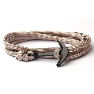High Quality Fashion Black Anchor Bracelet Charm Survival Rope Chain Leather Friendship Bracelet Men and Women Jewelry SL014