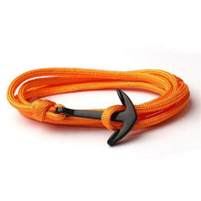 Load image into Gallery viewer, High Quality Fashion Black Anchor Bracelet Charm Survival Rope Chain Leather Friendship Bracelet Men and Women Jewelry SL014
