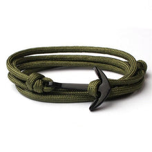 Load image into Gallery viewer, High Quality Fashion Black Anchor Bracelet Charm Survival Rope Chain Leather Friendship Bracelet Men and Women Jewelry SL014
