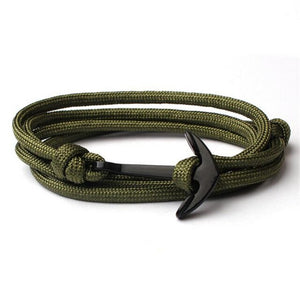 High Quality Fashion Black Anchor Bracelet Charm Survival Rope Chain Leather Friendship Bracelet Men and Women Jewelry SL014