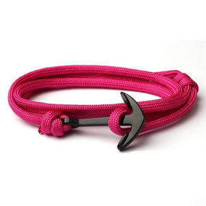 High Quality Fashion Black Anchor Bracelet Charm Survival Rope Chain Leather Friendship Bracelet Men and Women Jewelry SL014