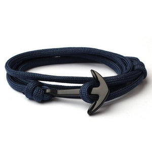 High Quality Fashion Black Anchor Bracelet Charm Survival Rope Chain Leather Friendship Bracelet Men and Women Jewelry SL014