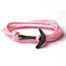 Load image into Gallery viewer, High Quality Fashion Black Anchor Bracelet Charm Survival Rope Chain Leather Friendship Bracelet Men and Women Jewelry SL014
