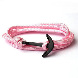 High Quality Fashion Black Anchor Bracelet Charm Survival Rope Chain Leather Friendship Bracelet Men and Women Jewelry SL014