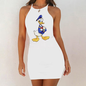 Cartoon Mouse Print Night Dress 2020 New Women Nightgown Slim Pack Hip Sleeveless Sleepshirts Nightdress Sexy Nightie Sleepwear