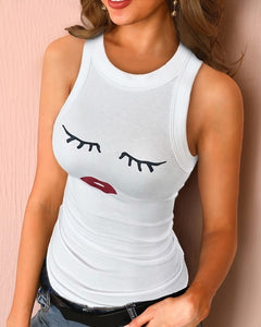 Solid Round Neck Ribbed Tank Top Camisole