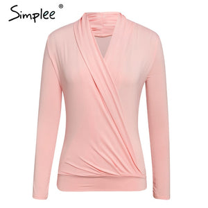 Simple V neck office blouse