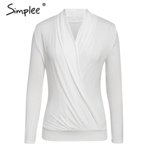 Simple V neck office blouse