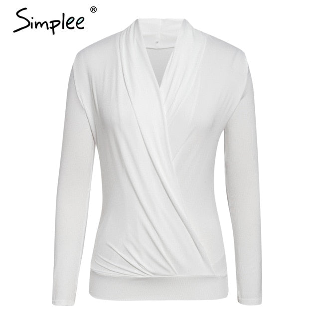 Simple V neck office blouse