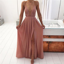 Load image into Gallery viewer, Summer Maxi Dress Deep V-Neck Spaghetti Strap Vestido

