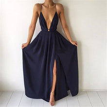 Load image into Gallery viewer, Summer Maxi Dress Deep V-Neck Spaghetti Strap Vestido

