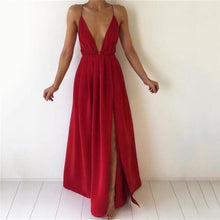 Load image into Gallery viewer, Summer Maxi Dress Deep V-Neck Spaghetti Strap Vestido
