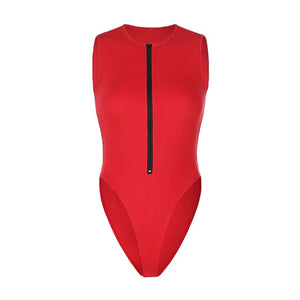 HEYounGIRL Summer Sleeveless Solid Bodycon Bodysuit Women Zipper Casual Short Jumpsuit Ladies Fashion Basic Body Suit Top 2020