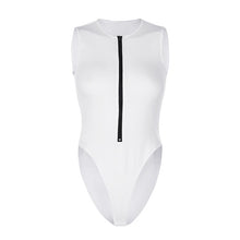 Load image into Gallery viewer, HEYounGIRL Summer Sleeveless Solid Bodycon Bodysuit Women Zipper Casual Short Jumpsuit Ladies Fashion Basic Body Suit Top 2020
