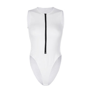 HEYounGIRL Summer Sleeveless Solid Bodycon Bodysuit Women Zipper Casual Short Jumpsuit Ladies Fashion Basic Body Suit Top 2020