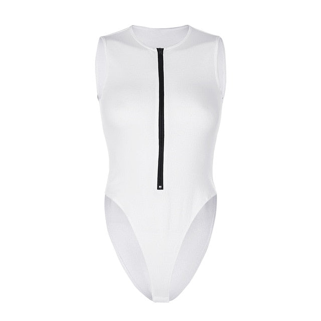 HEYounGIRL Summer Sleeveless Solid Bodycon Bodysuit Women Zipper Casual Short Jumpsuit Ladies Fashion Basic Body Suit Top 2020
