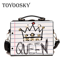 Load image into Gallery viewer, Letter diamonds pearl rivet box shape casual handbag
