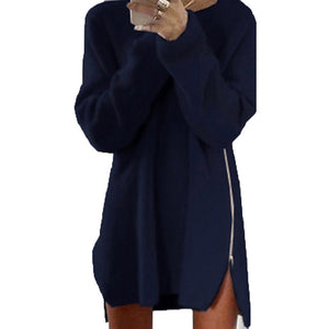 Sexy Solid Color Long Sleeve O Neck Sideway Mini Sweater