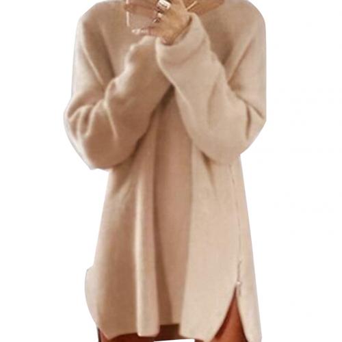 Sexy Solid Color Long Sleeve O Neck Sideway Mini Sweater