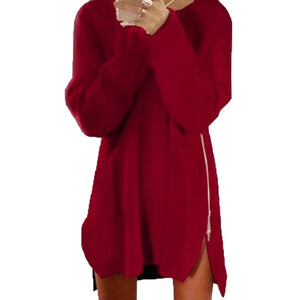 Sexy Solid Color Long Sleeve O Neck Sideway Mini Sweater