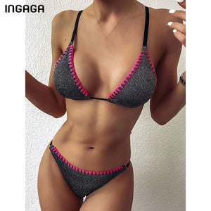 INGAGA Push Up Bikinis Sexy Strap Summer Knitting Beachwear