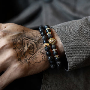 2pcs/ Set Matte Lava Stone Bead Bracelet For Men Jewelry Gift