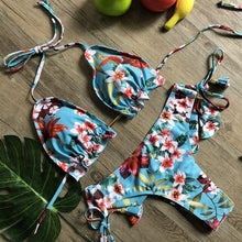 Load image into Gallery viewer, Women&#39;s Striped beach Floral Sexy Suits Low Waist Young Style
