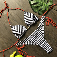 Load image into Gallery viewer, Women&#39;s Striped beach Floral Sexy Suits Low Waist Young Style
