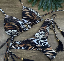 Load image into Gallery viewer, Women&#39;s Striped beach Floral Sexy Suits Low Waist Young Style

