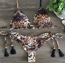 Load image into Gallery viewer, Women&#39;s Striped beach Floral Sexy Suits Low Waist Young Style
