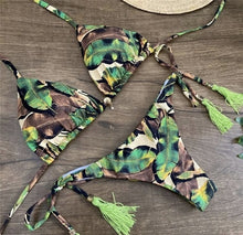 Load image into Gallery viewer, Women&#39;s Striped beach Floral Sexy Suits Low Waist Young Style
