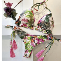 Load image into Gallery viewer, Women&#39;s Striped beach Floral Sexy Suits Low Waist Young Style
