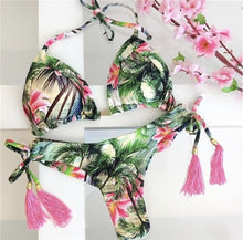 Load image into Gallery viewer, Women&#39;s Striped beach Floral Sexy Suits Low Waist Young Style

